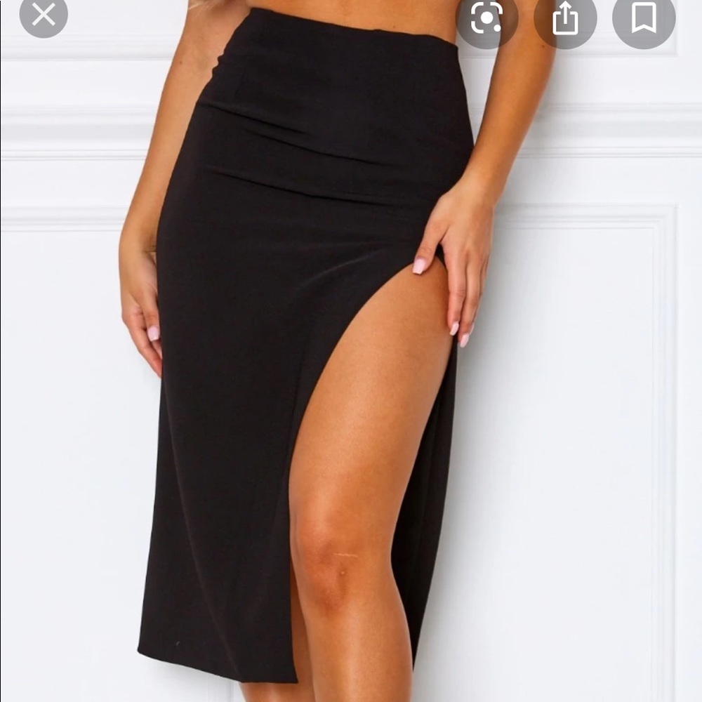 White fox black midi skirt